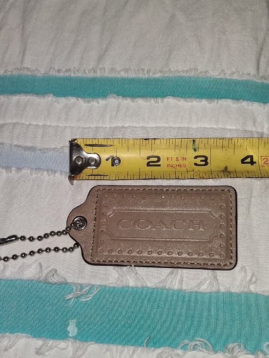 Coach Other - Coach Taupe Leather Key & Card Tag with Ball Chain